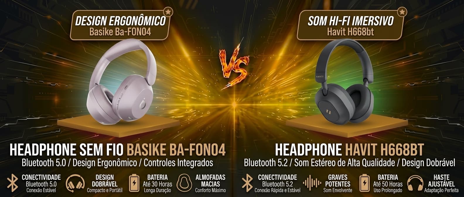 Basike BA-FON042 vs Havit H668BT: Qual fone bluetooth com ANC vale mais a pena?
