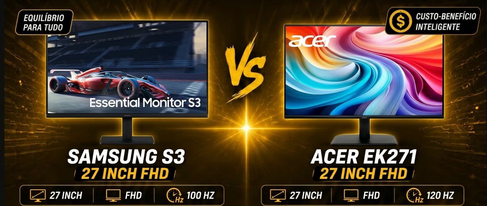 Samsung Essential S3 vs Acer EK271: Qual monitor gamer de 27' vale mais a pena?