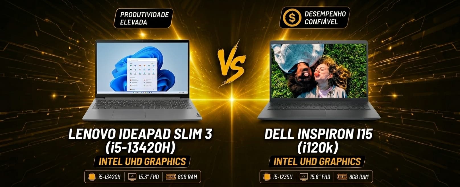 Lenovo IdeaPad Slim 3 vs Dell Inspiron I15: Qual notebook vale mais a pena?